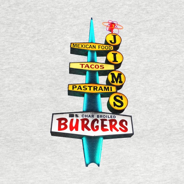 Jim's Burger Neon Vintage Retro Sign by Ghost Of A Chance 